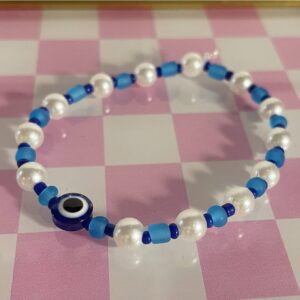 blue and white evil eye bracelet